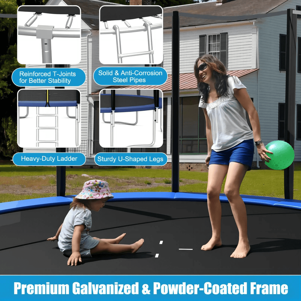 SUGIFT 10ft Trampoline for Kids with Safety Enclosure Net & Ladder - O