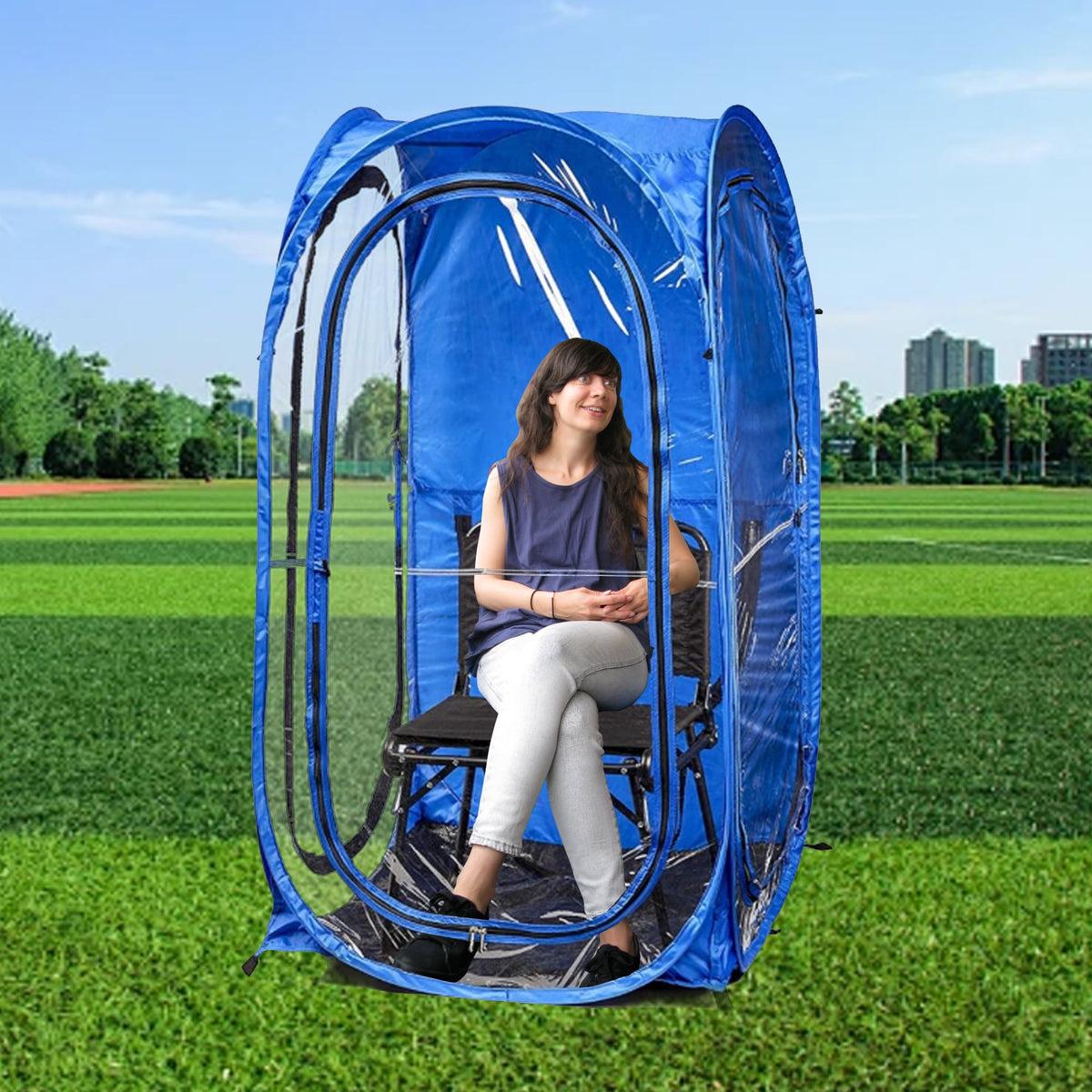 1 persoons tent pop-up SUGIFT 1 Person Weather Pod Portable Pop Up Tent for Sports Event, Blu
