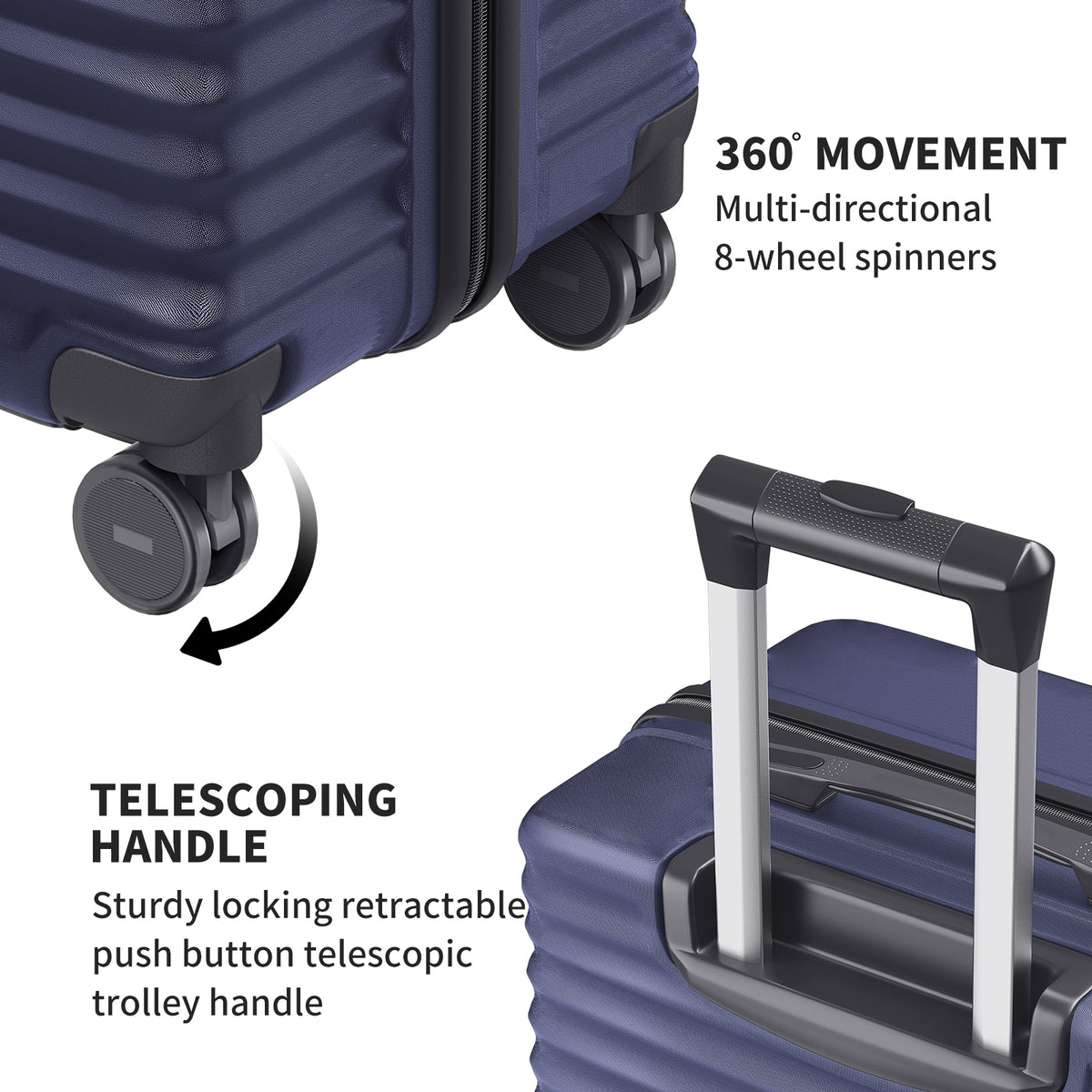 SUGIFT 3 Pcs Suitcase Luggage Set with TSA Lock, 20/24/28 inch, Blue
