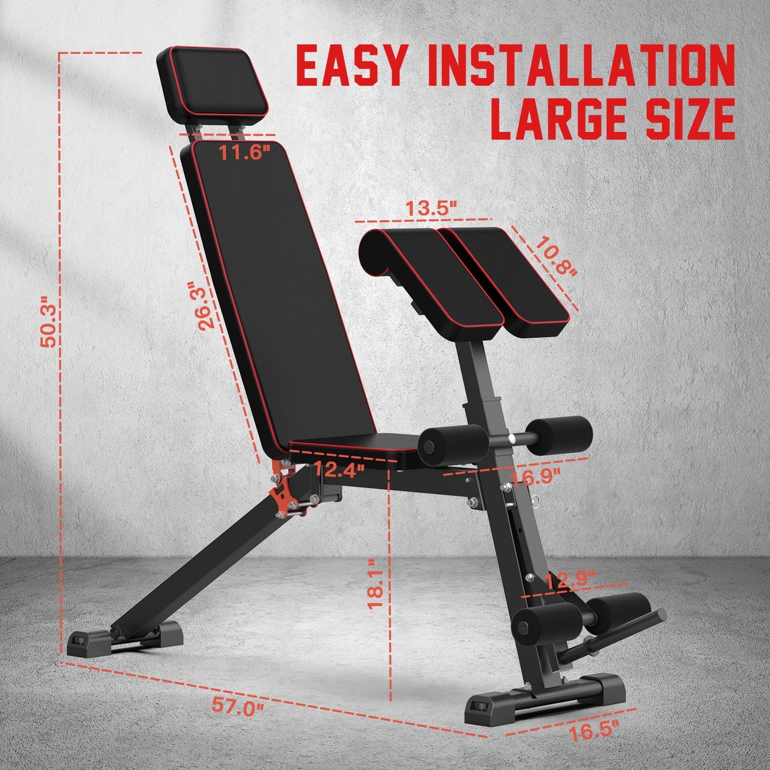 SUGIFT Adjustable Weight Bench, Workout Bench Press for Home Gym, Foldable Incline Decline Sit up Exercise Bench for Full Body Strength Training w/Leg Extension