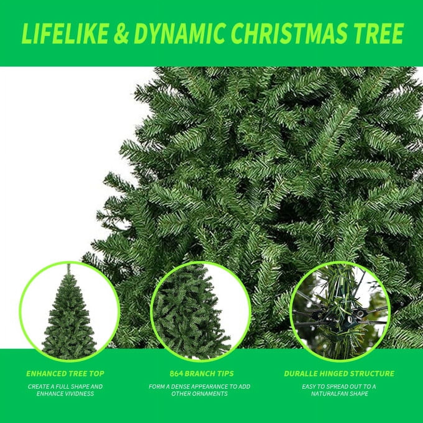 SUGIFT 6ft Christmas Tree with 864 Branch Tips, Hinged Artificial Xmas Tree with Foldable Base, Green
