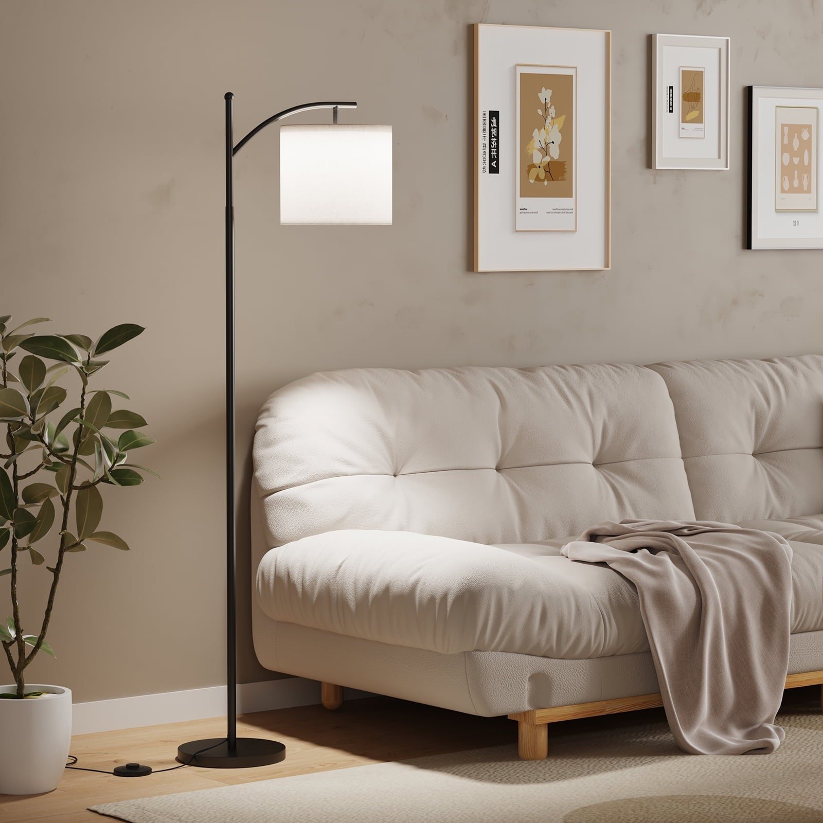 SUGIFT Modern Floor Lamp 3-Color LED Standing Lamp for Living Room, Bedroom & Office