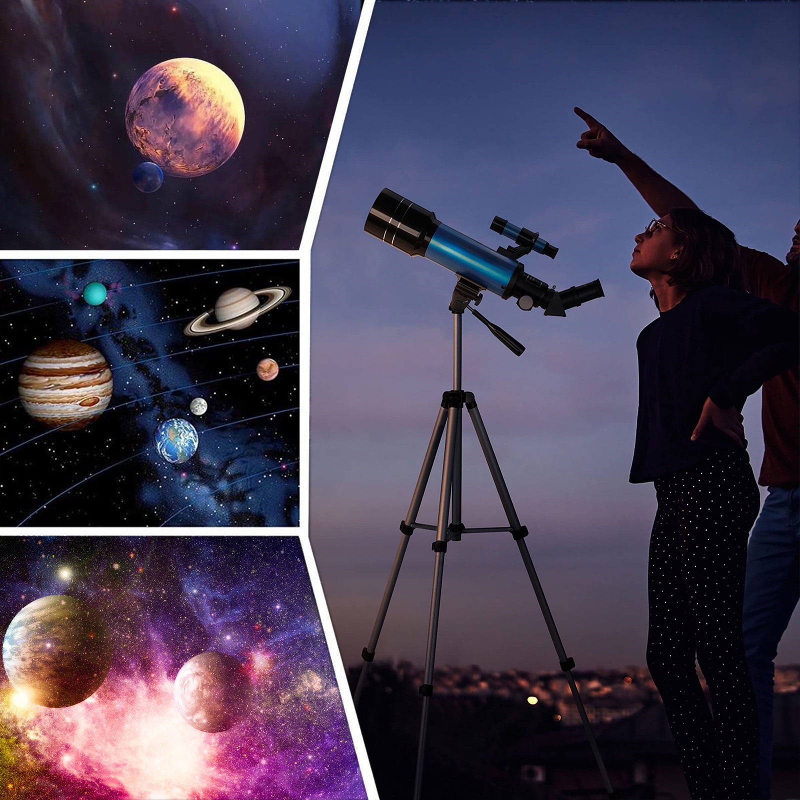 YouYeap 70mm Aperture Telescope for Adults and Kids 400mm Focal Length Travel Telescope with Adjustable Tripod