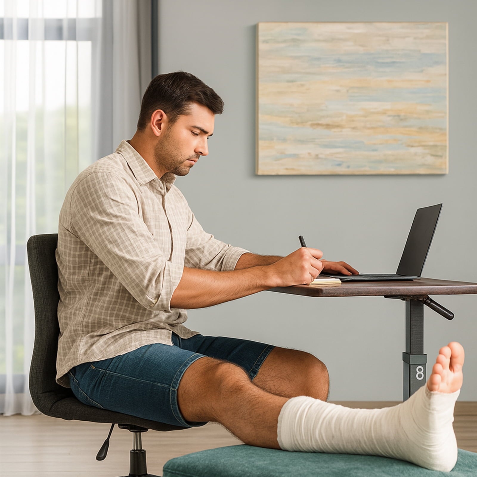 SUGIFT Adjustable Lap Desk with Wheels for Home Office, Brown