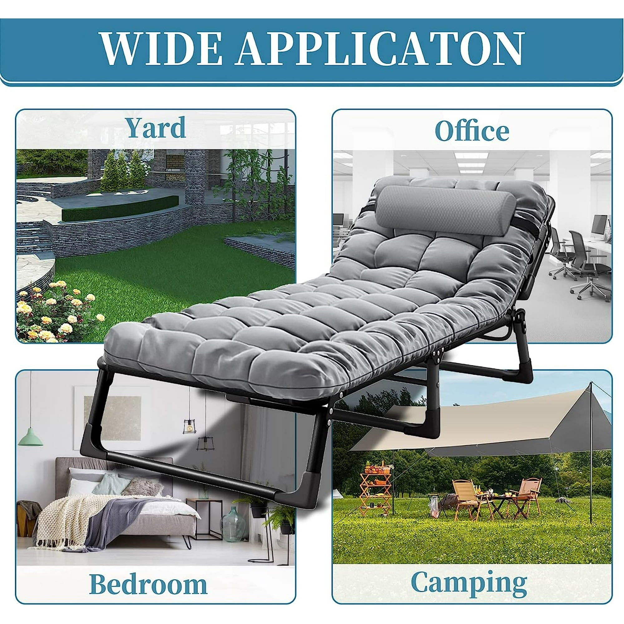 SUGIFT Folding Camping Cot, Adjustable 4-Position Adults Reclining Chairs with Mattress