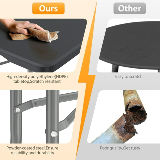 SUGIFT 5ft Folding Table Plastic Foldable Table for Indoor/Outdoor Use