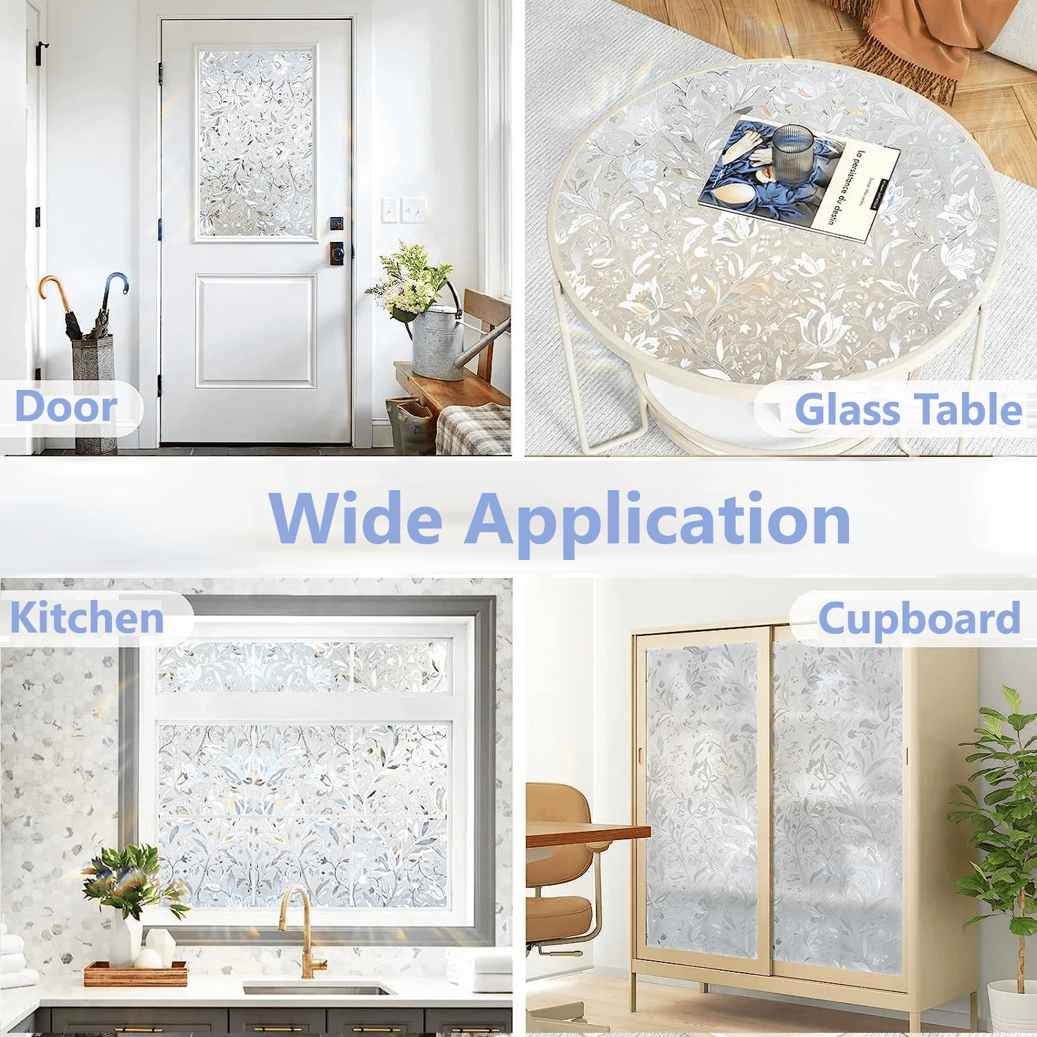 SUGIFT Frosted Peel Stick Window Film Anti UV Window Sticker for Home Kitchen Bathroom Office