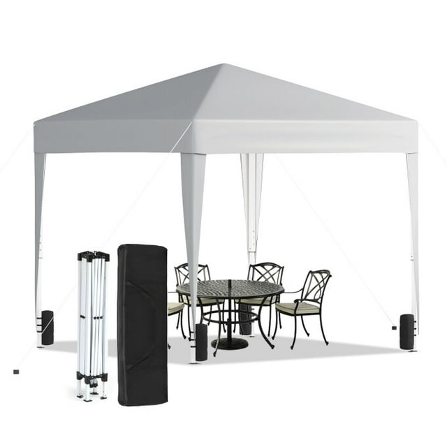 TBKLEY 10x10ft Pop Up Canopy Tent with Carry Bag for Backyard Home Party Outdoor Events, White