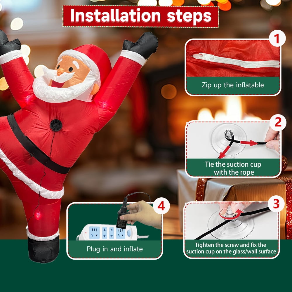 Lighted Christmas Inflatable Santa 7 Foot Tall