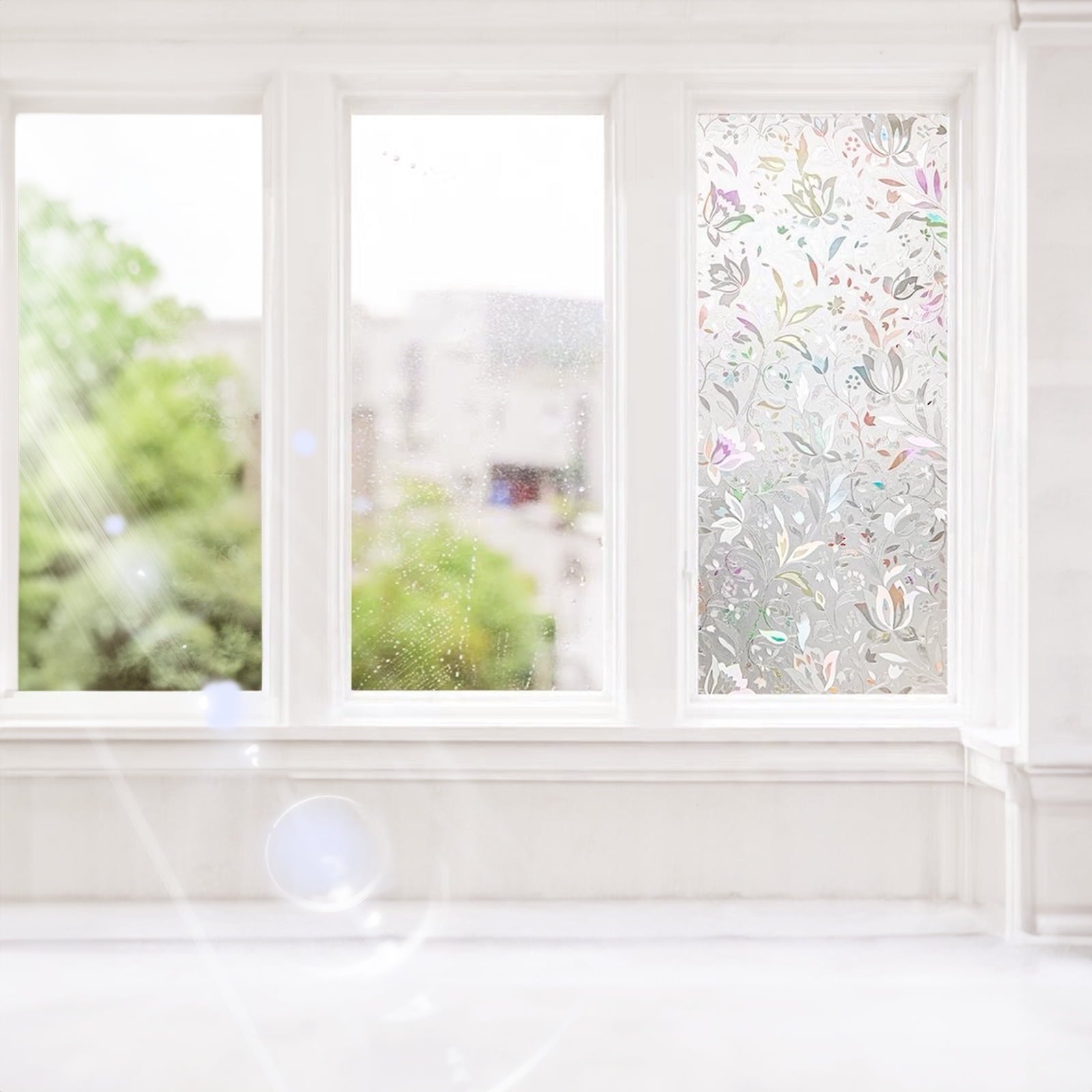 SUGIFT Frosted Peel Stick Window Film Anti UV Window Sticker for Home Kitchen Bathroom Office