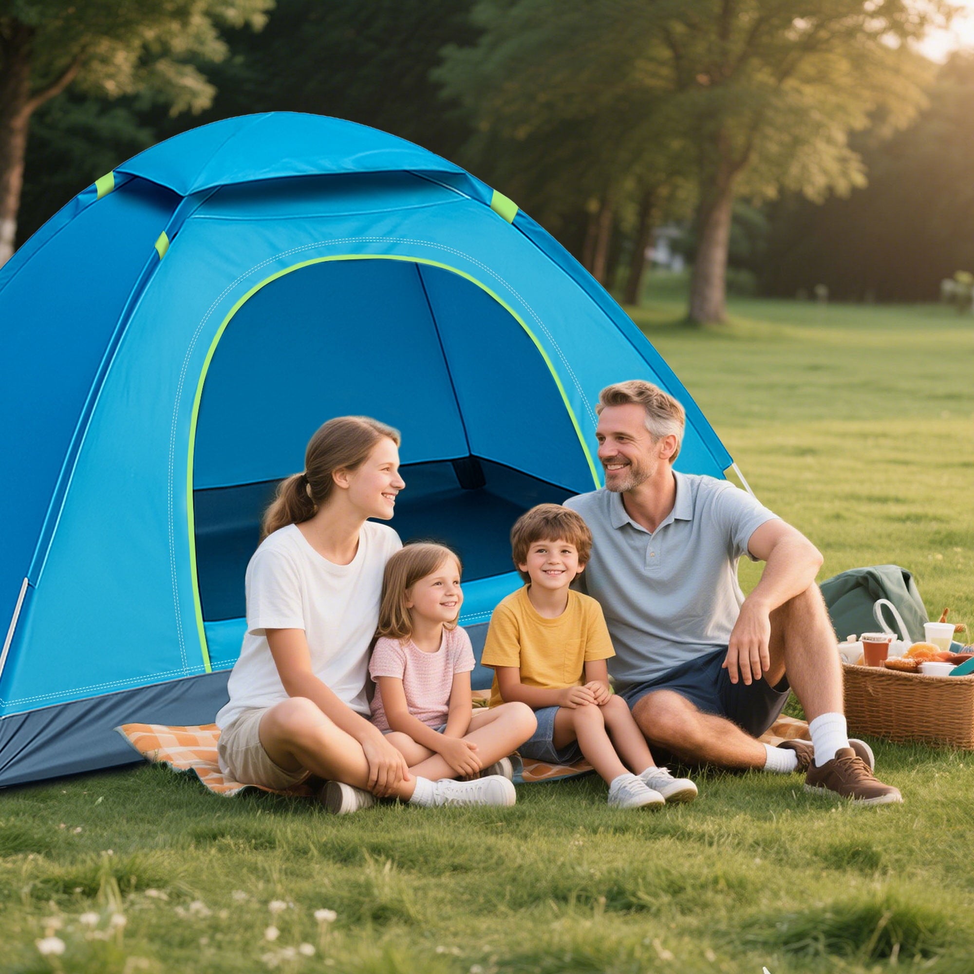 SUGIFT 2-Person Camping Tent with Carry Bag Waterproof Dome Automatic Pop-Up Outdoor Tent for BeachTraveling Hiking Camping Hunting Blue