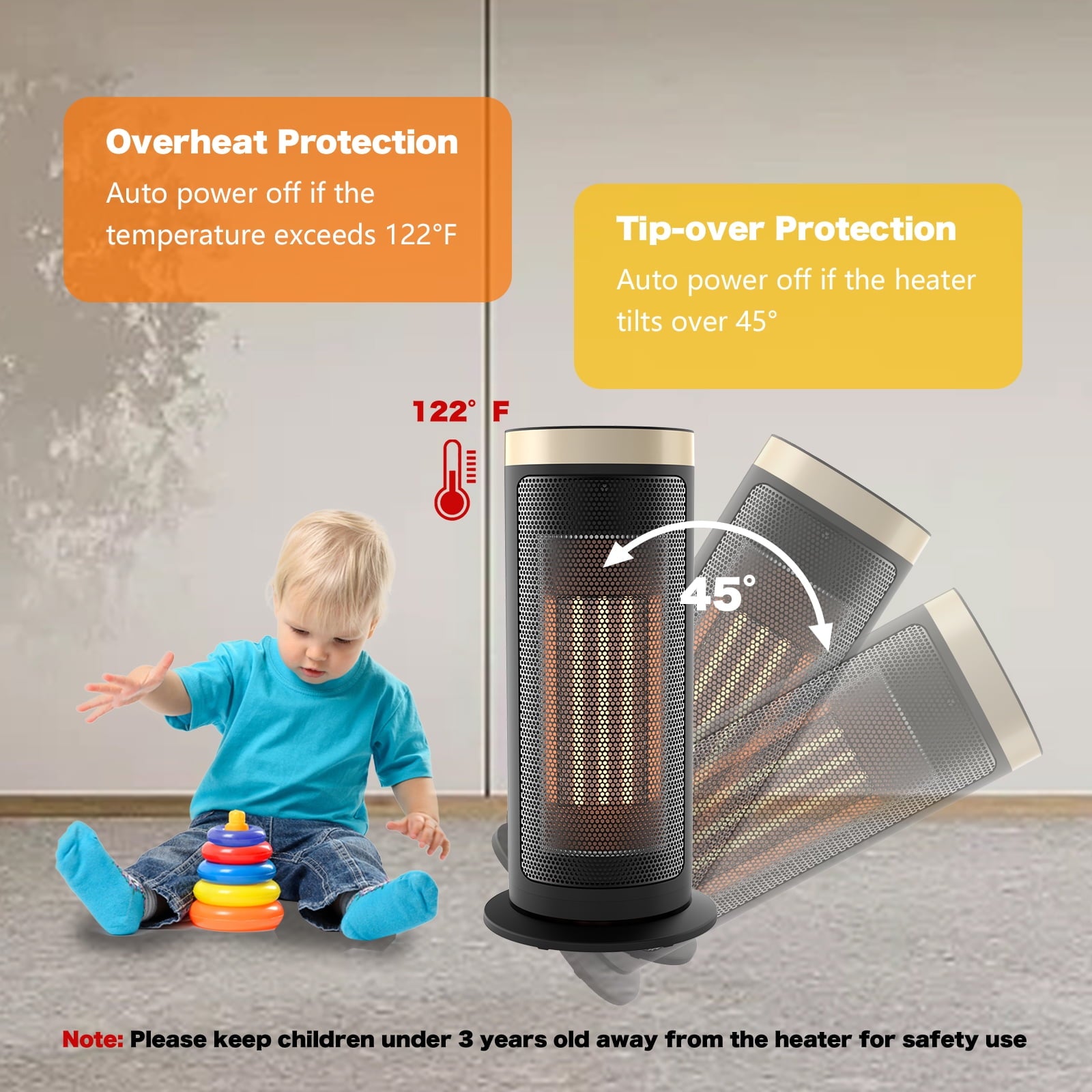 YouYeap Space Heater 1500W 16in Portable New Electric Heaters for Indoor Use
