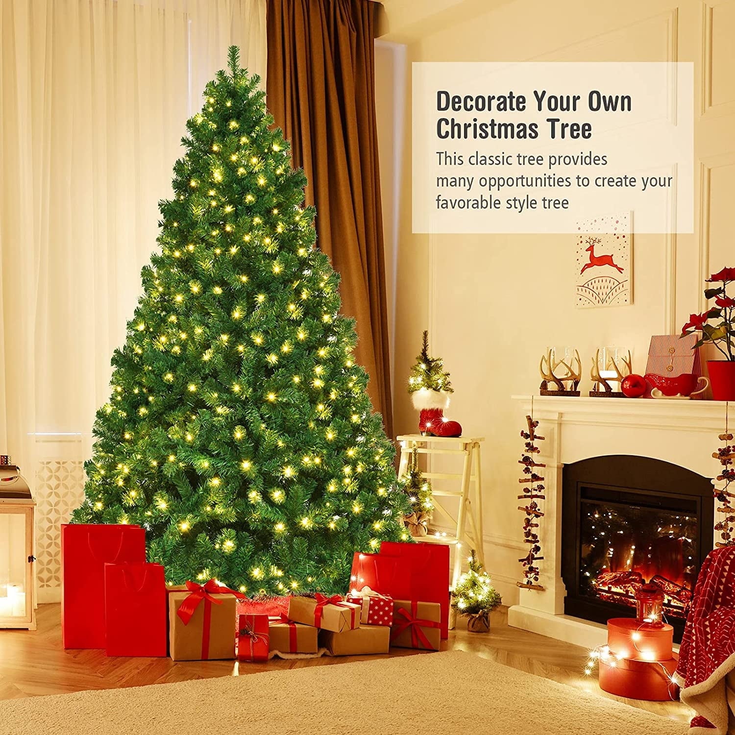12ft Prelit Christmas Tree with 400 Color Changing LEDs and Snowy Branches