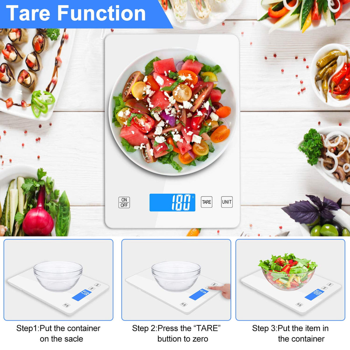 SUGIFT Food Kitchen Scale 22lbs Digital Food Scale for Cooking and Bak