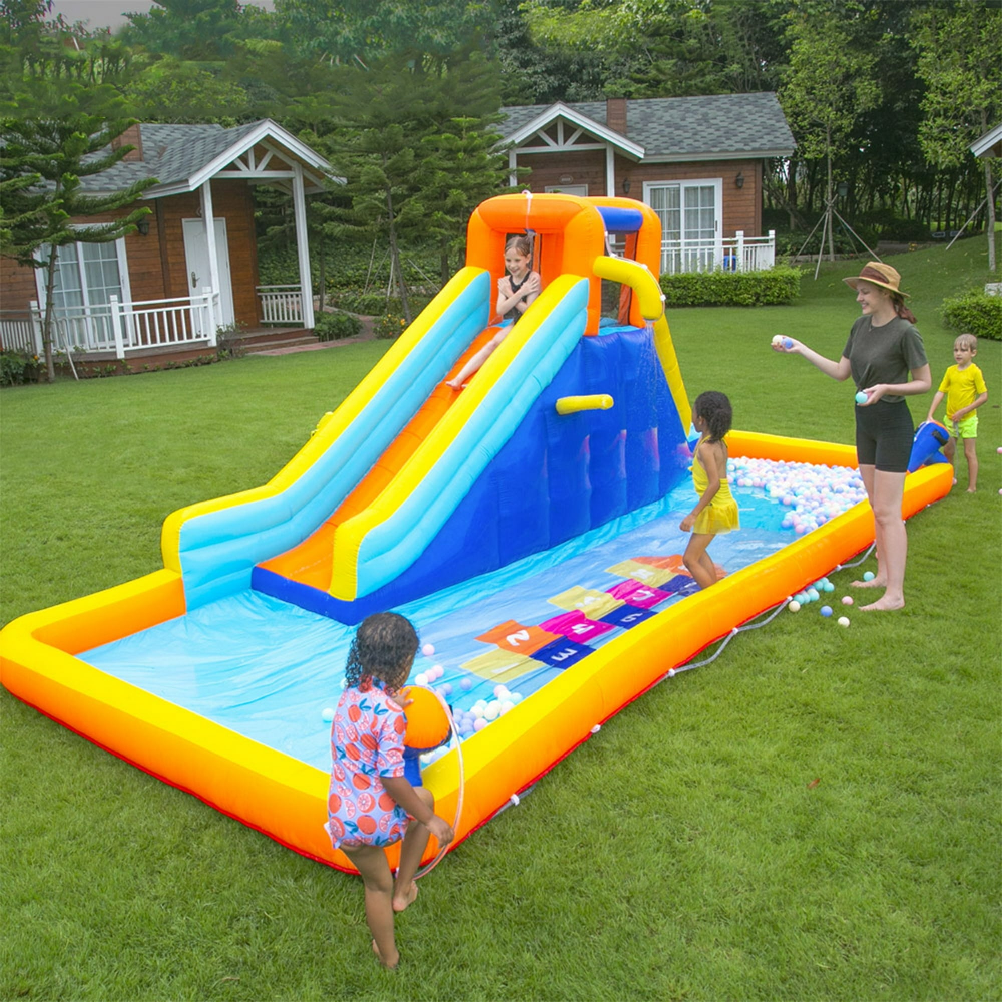 SUGIFT Inflatable Kids Water Slide Park Bounce House Water Slide Castle, 212.6x84.6x92.5in