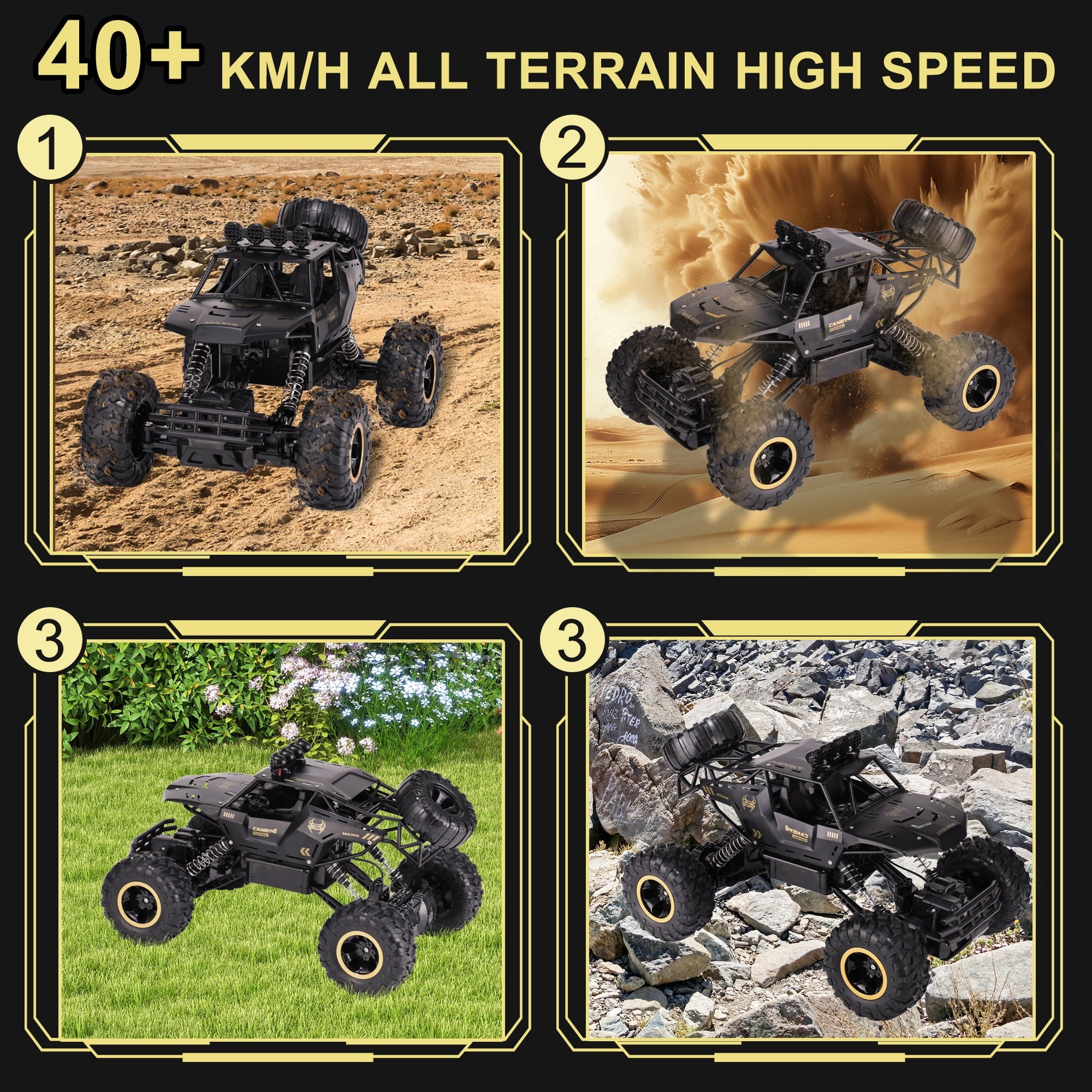 SUGIFT 1 12 Rc Car Off Road Truck Remote Control Car Metal Shell 2 4G 4WD Dual Motors with 2 Batteries Black