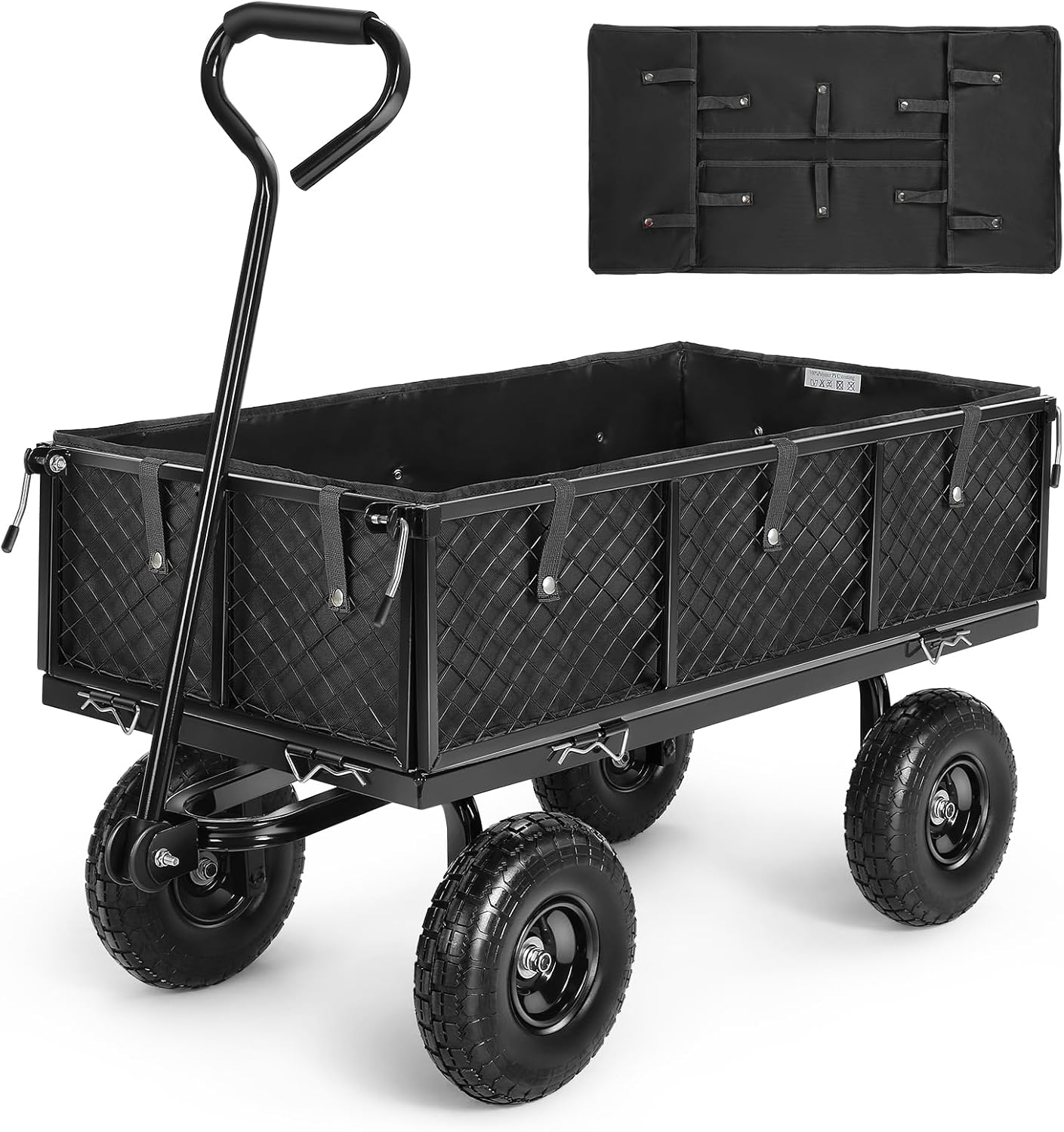 SUGIFT Heavy Duty Utility Cart, All Terrain Garden Wagon, 1200 Lb, Black