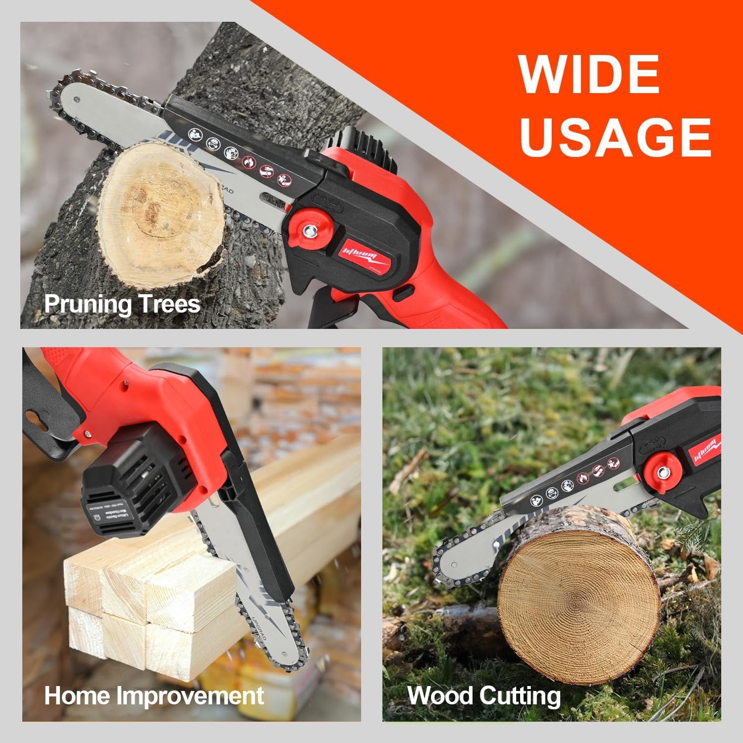 Cordless Mini Chainsaw One-Hand Handheld Electric Portable Chainsaw for Cutting Wood Trimming and Woodworking