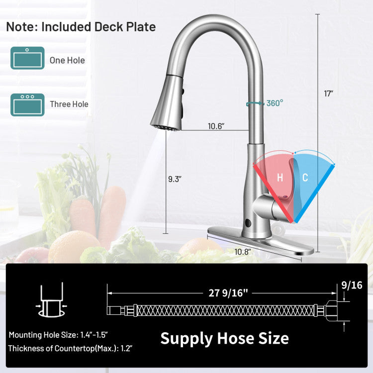 SUGIFT Touchless Kitchen Faucet with 360¡ã Swivel Single Handle Sensor and 3 Mode Sprayer
