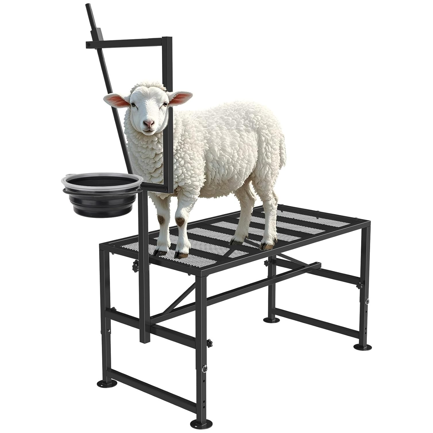 SUGIFT Goat Trimming Table Livestock Stand Trimming Stand, Iron Black, Adjustable Size