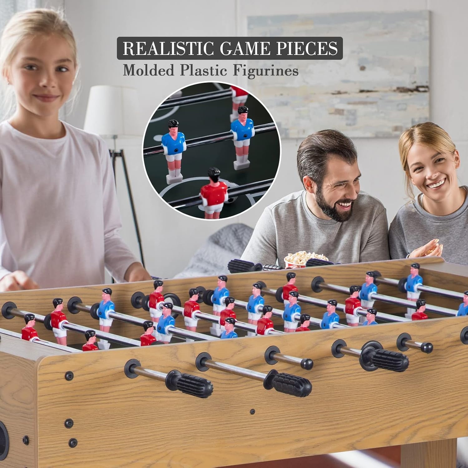 SUGIFT 48in Foosball Table Competition Sized Soccer Table w 2 Balls 2 Cup Holders 24ft for Kids Adults Suit for 4 Players Football Table for Home Game Room Arcade