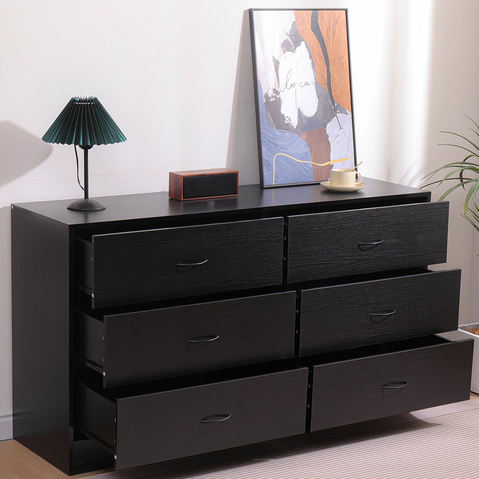 SUGIFT Modern 6 Drawer Dresser Chest of Drawers for Bedroom, Black SUGIFT Modern 6 Drawer Dresser Chest of Drawers for Bedroom, Black