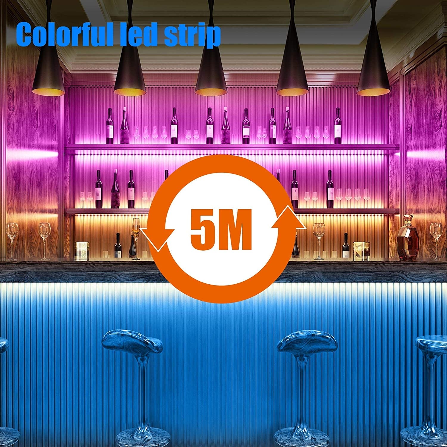 SUGIFT LED Strip Lights 16.4ft Multi-Color Lights Outdoor / Indoor RGB LED Light Strip with Remote