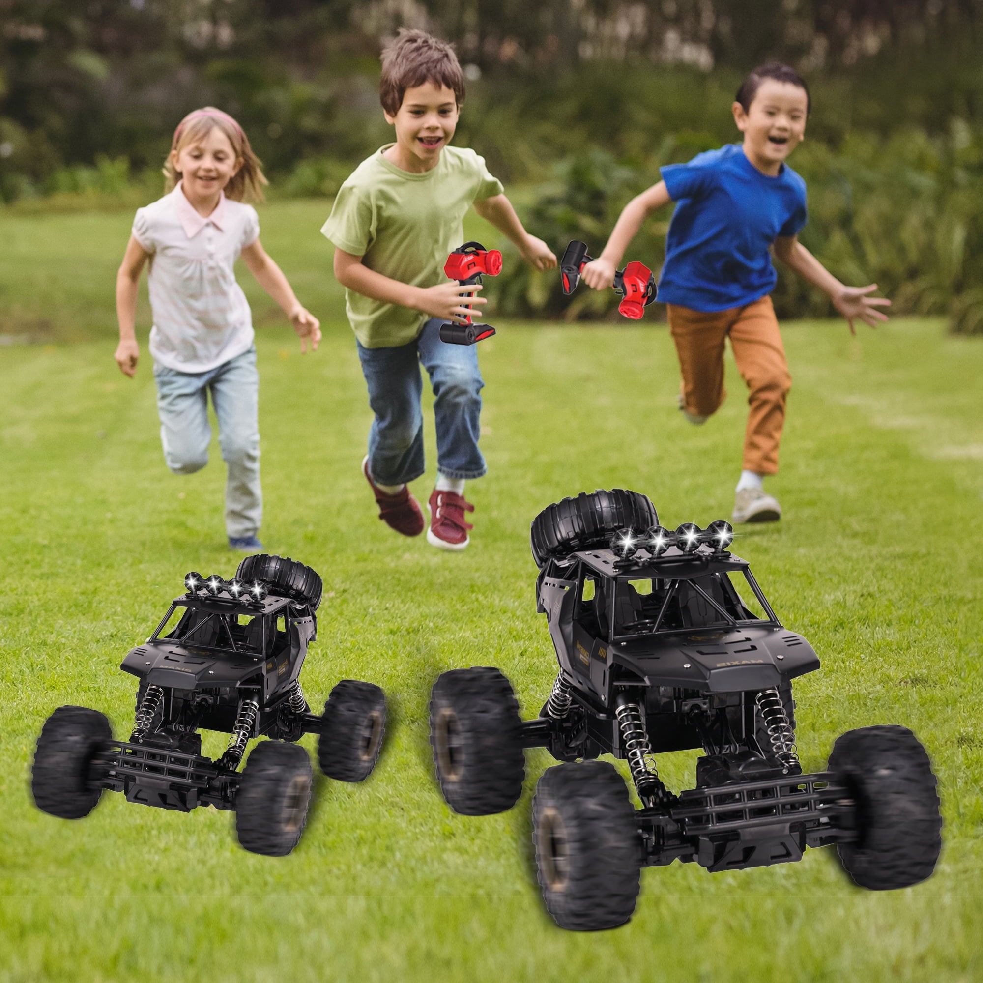 SUGIFT 1 12 Rc Car Off Road Truck Remote Control Car Metal Shell 2 4G 4WD Dual Motors with 2 Batteries Black