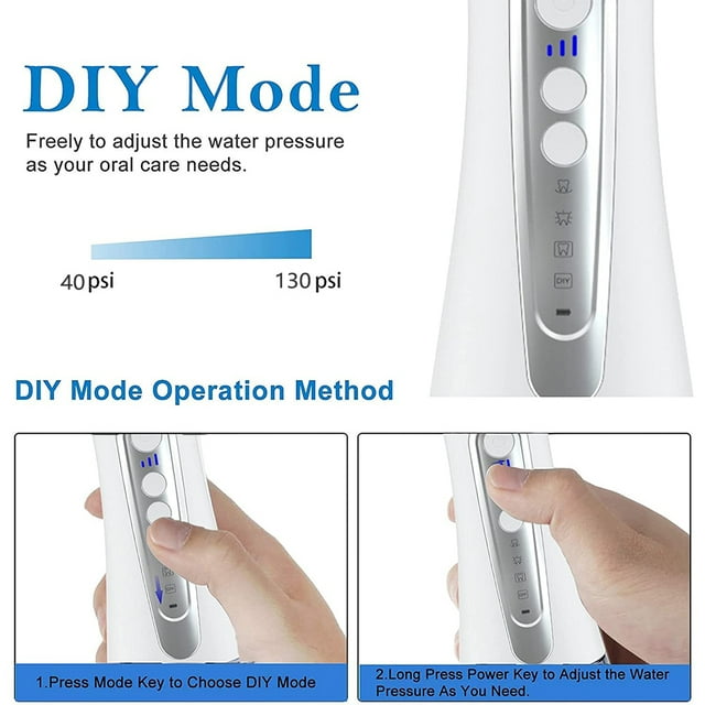 SUGIFT Water Flosser for Teeth 320ML Water Flossers Dental Oral Irrigator with DIY Mode 4 Jet Tips, IPX7 Waterproof,Portable for Home Travel