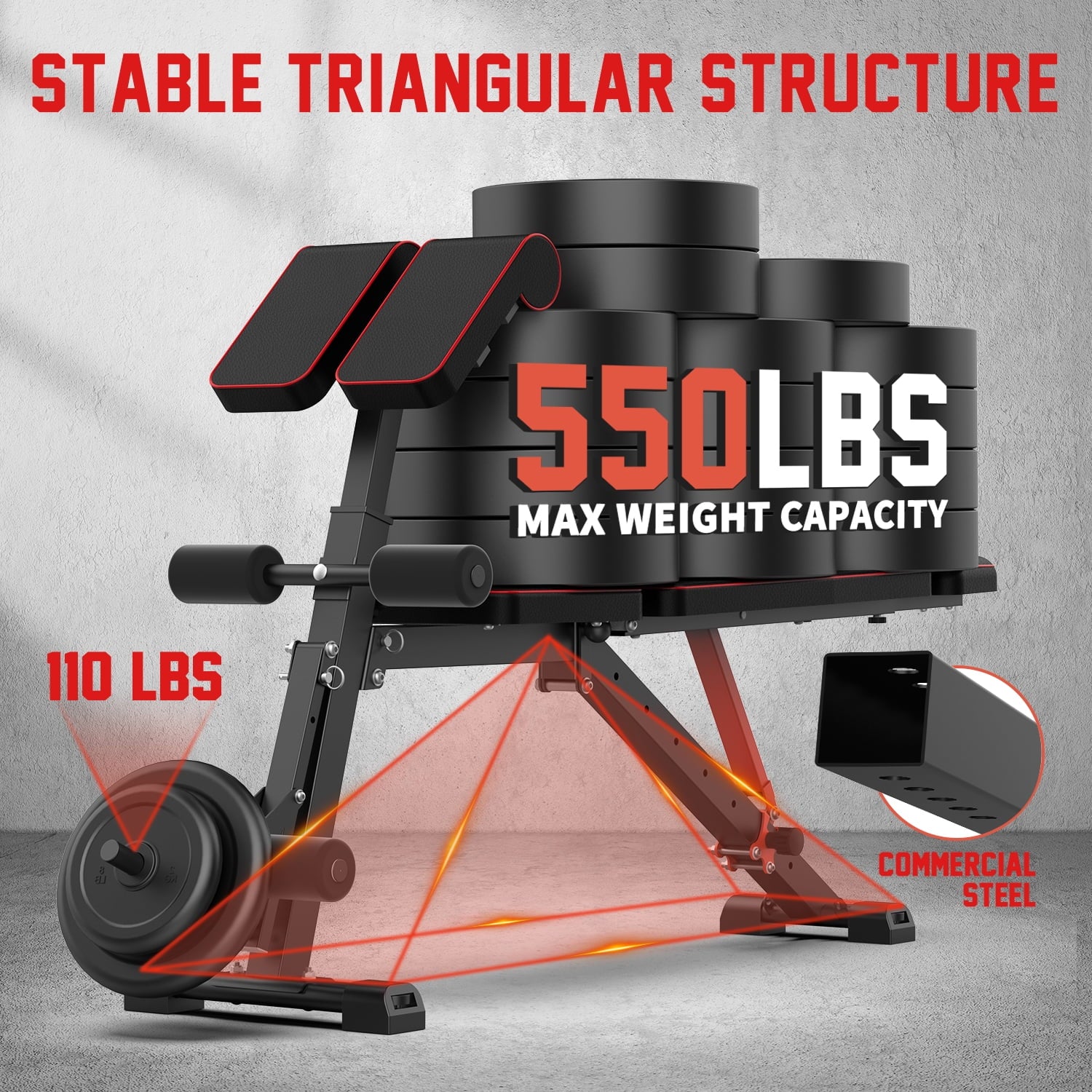 SUGIFT Adjustable Weight Bench, Workout Bench Press for Home Gym, Foldable Incline Decline Sit up Exercise Bench for Full Body Strength Training w/Leg Extension