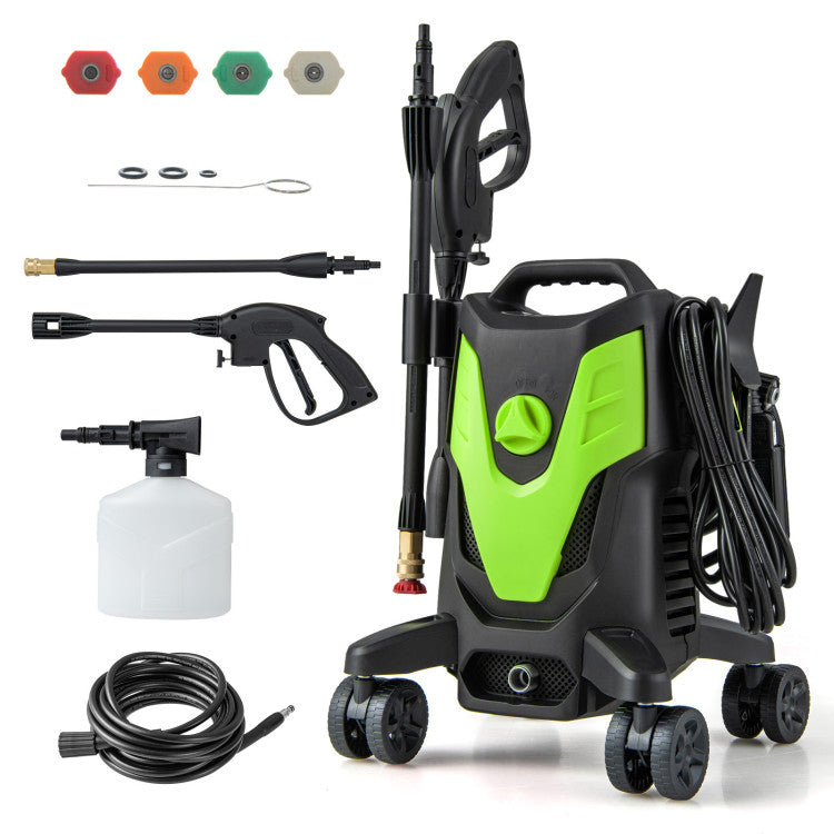 2400 PSI Electric Pressure Washer with 4 Universal Wheels,Green