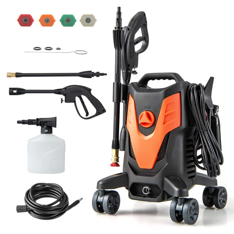 2400 PSI Electric Pressure Washer with 4 Universal Wheels,Orange