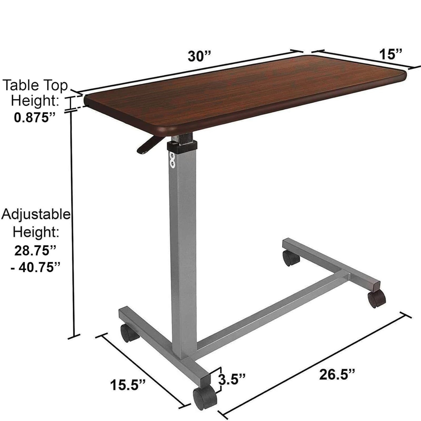 SUGIFT Adjustable Lap Desk with Wheels for Home Office, Brown
