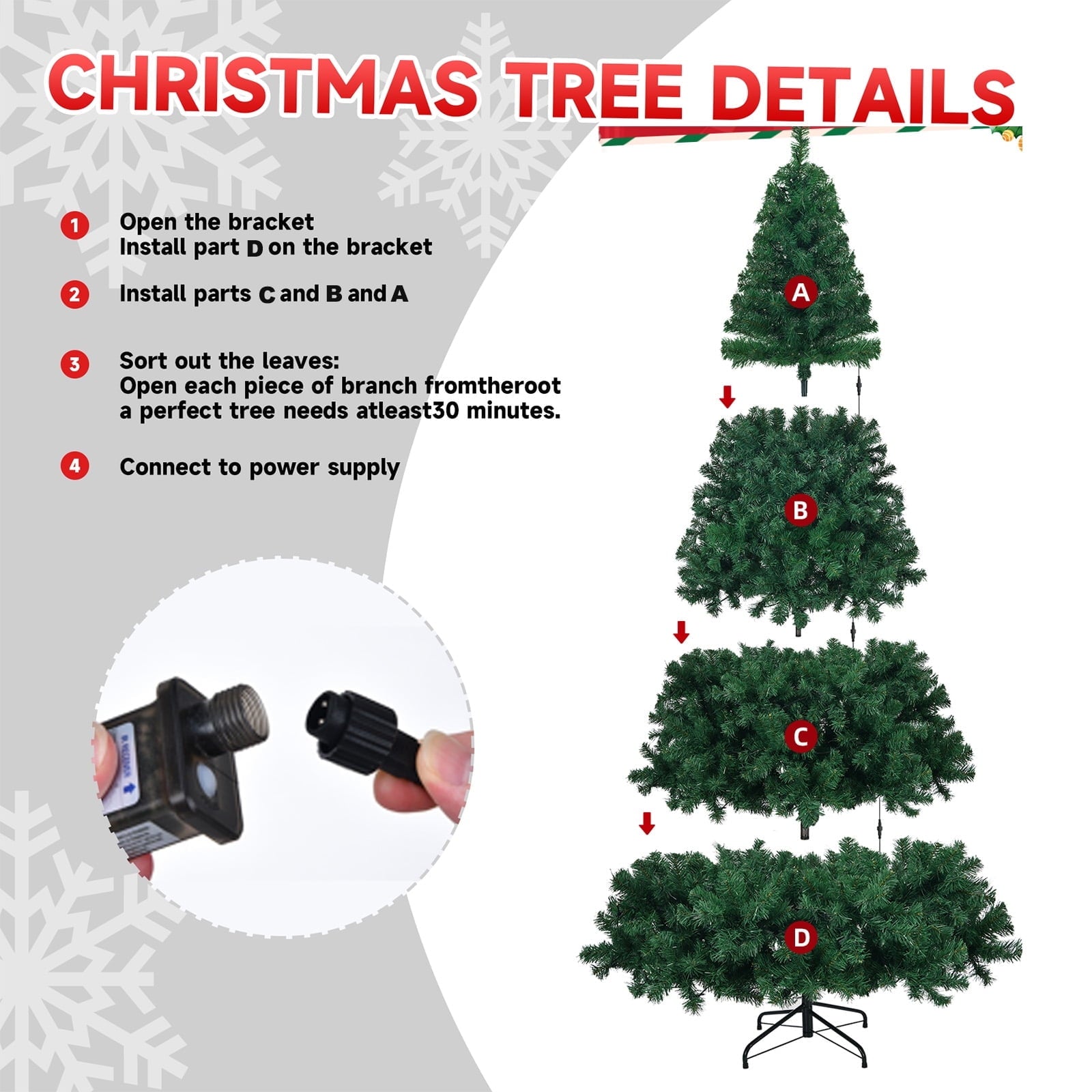 7.5ft Prelit Christmas Tree with 400 Color Changing LEDs and Foldable Stand