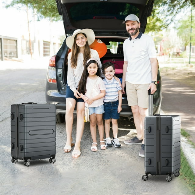 SUGIFT 3 Piece Luggage Set, Hardside Luggage Spinner Wheels Suitcase Carry on Luggage, TSA Lock, 20in24in28in, Gray
