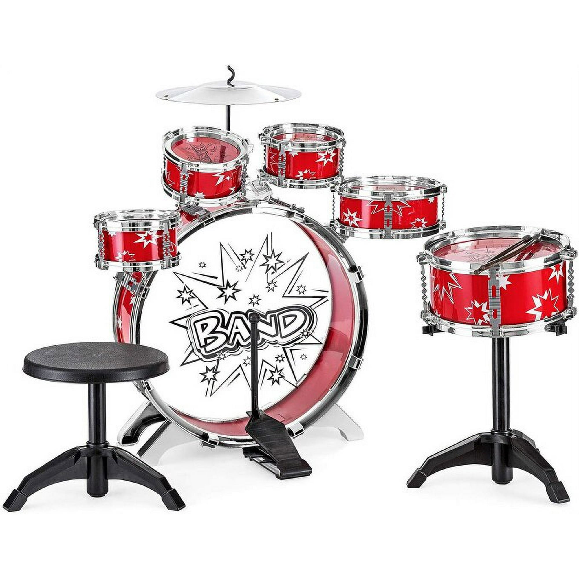 SUGIFT 11-Piece Kids Starter Drum Set , Red