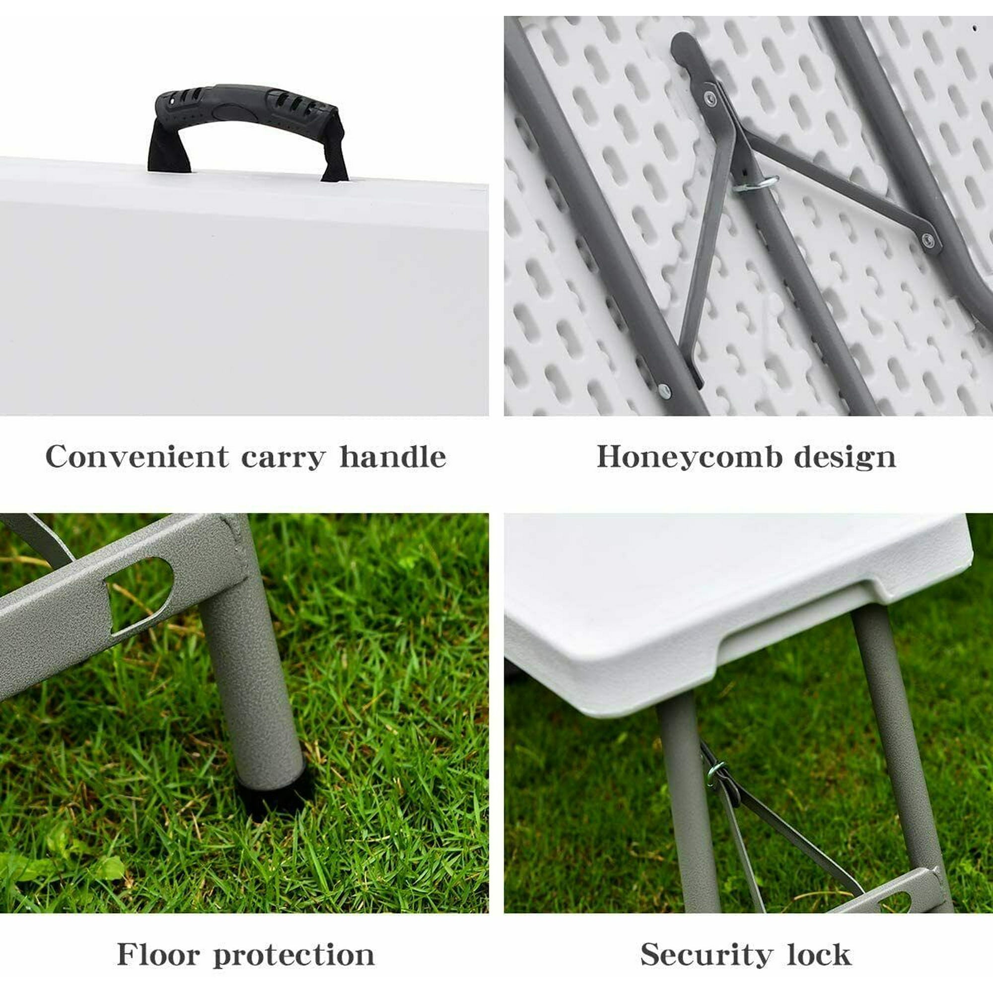SUGIFT 6 ft Plastic Folding Bench Portable Indoor Outdoor Bench, White