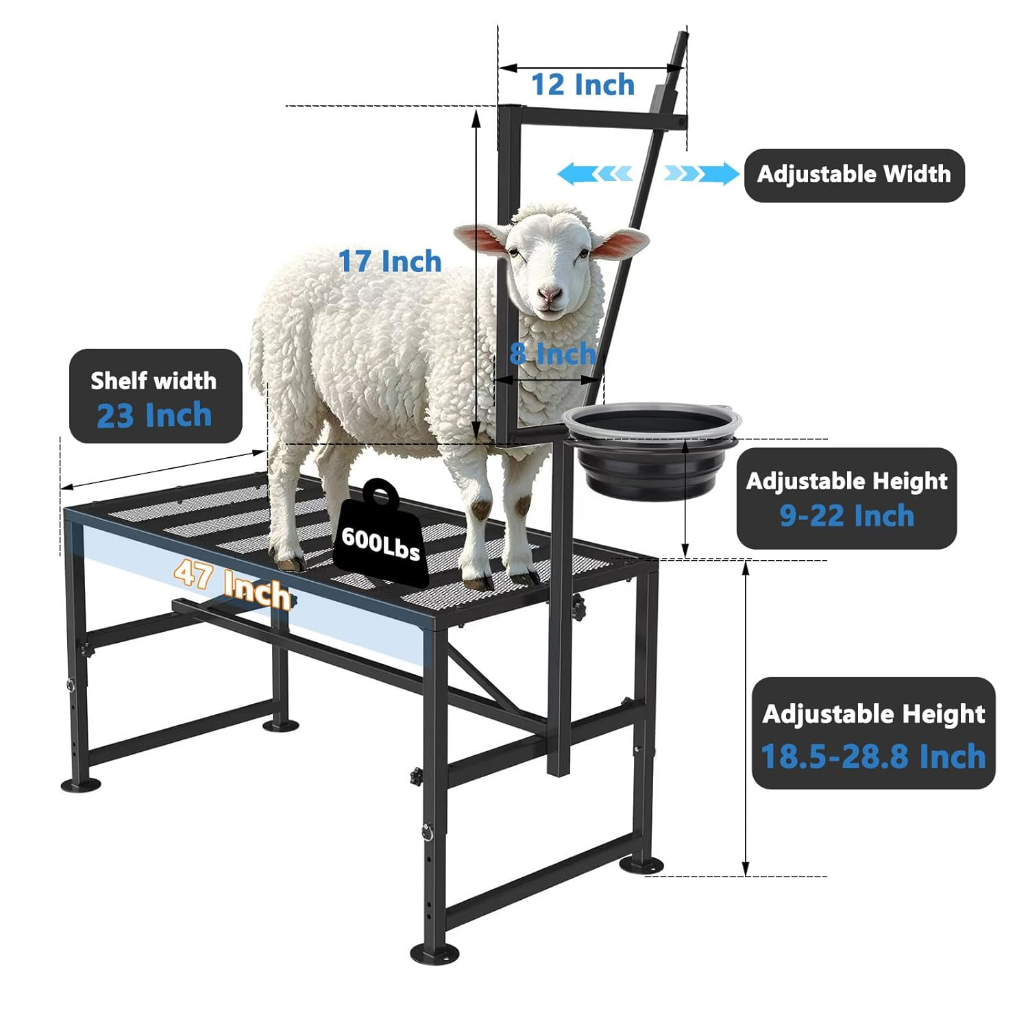 SUGIFT Goat Trimming Table Livestock Stand Trimming Stand, Iron Black, Adjustable Size