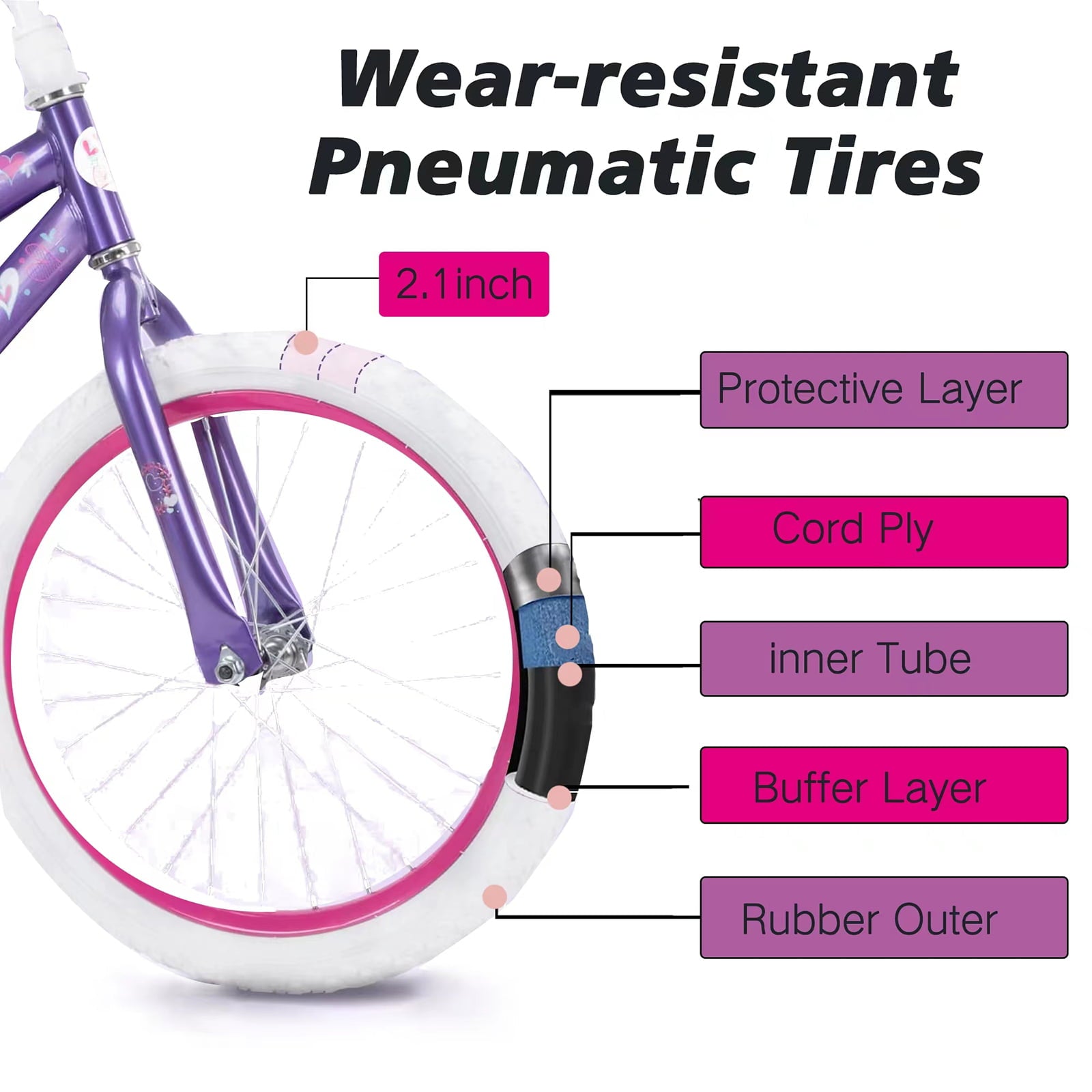 SUGIFT 18 in. Kids Bike with Training Wheels for Girls Ages 6-12 Years Child