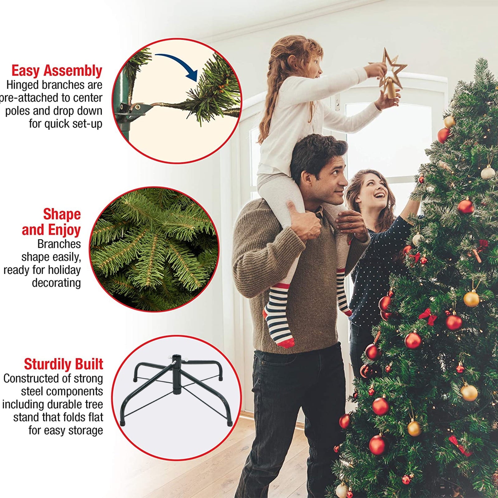 SUGIFT Pre-Lit Artificial Christmas Tree 6ft, Green