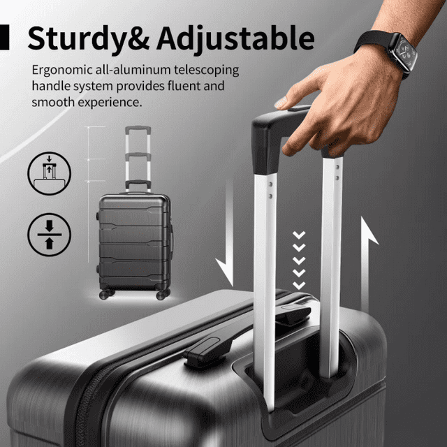 SUGIFT Hardside Luggage Set 3 Piece Lightweight Suitcase with TSA Lock Spinner Wheels, Black