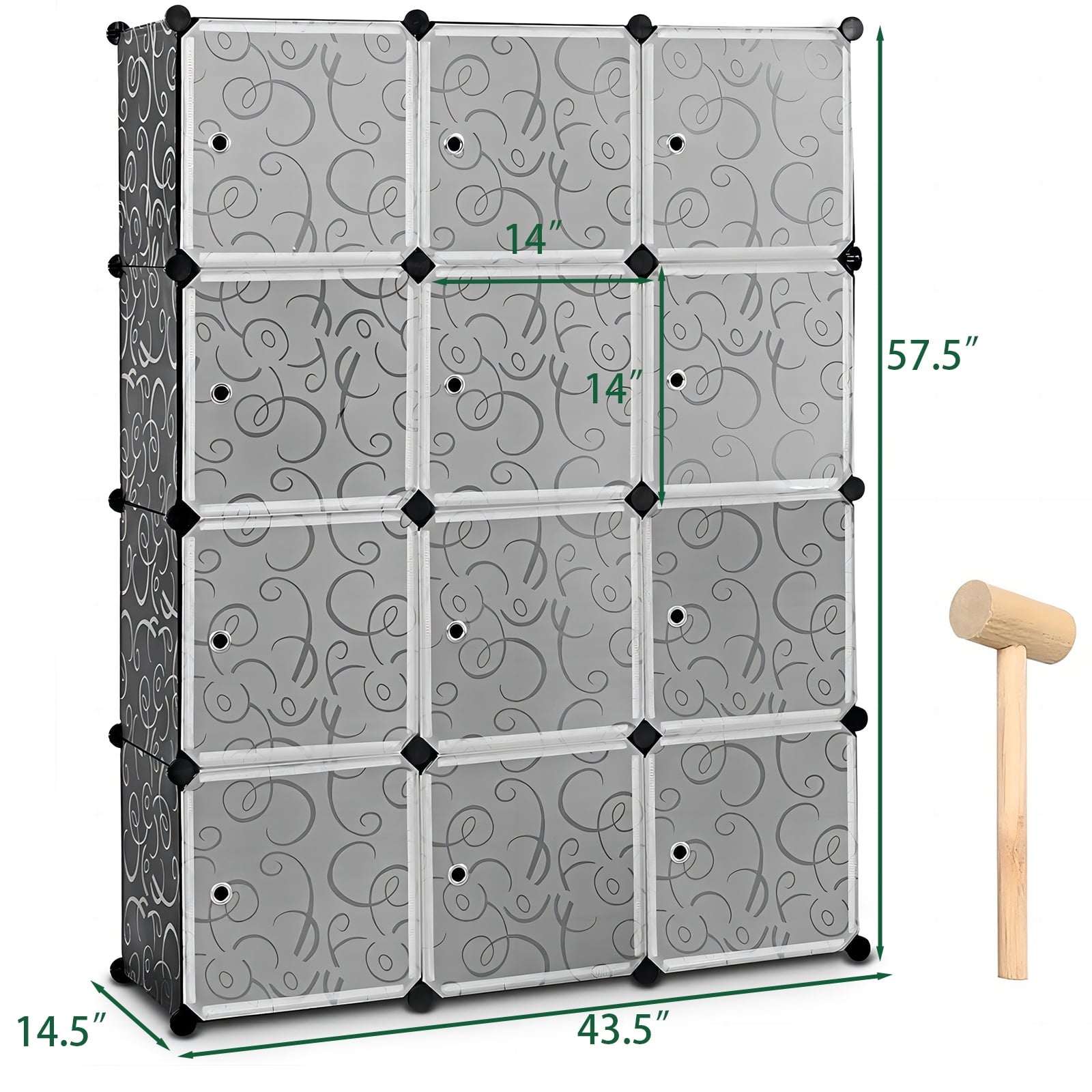 SUGIFT 12 Cube Portable Closet Storage Organizer DIY Clothes Wardrobe Cabinet W/Doors