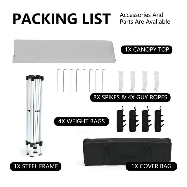 TBKLEY 10x10ft Pop Up Canopy Tent with Carry Bag for Backyard Home Party Outdoor Events, White