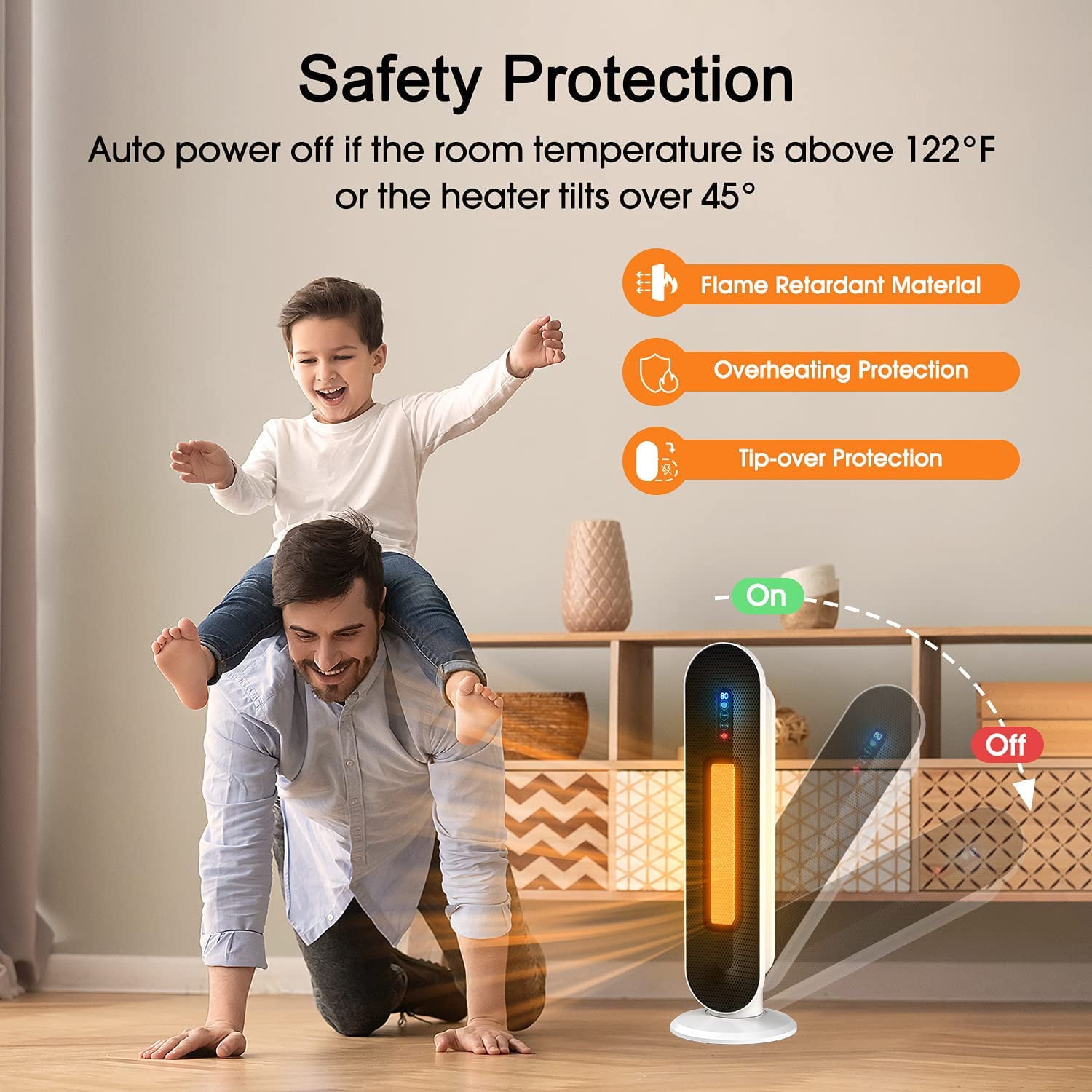 YouYeap 1500W Digital Ceramic Tower Space Heater with Remote Control, White