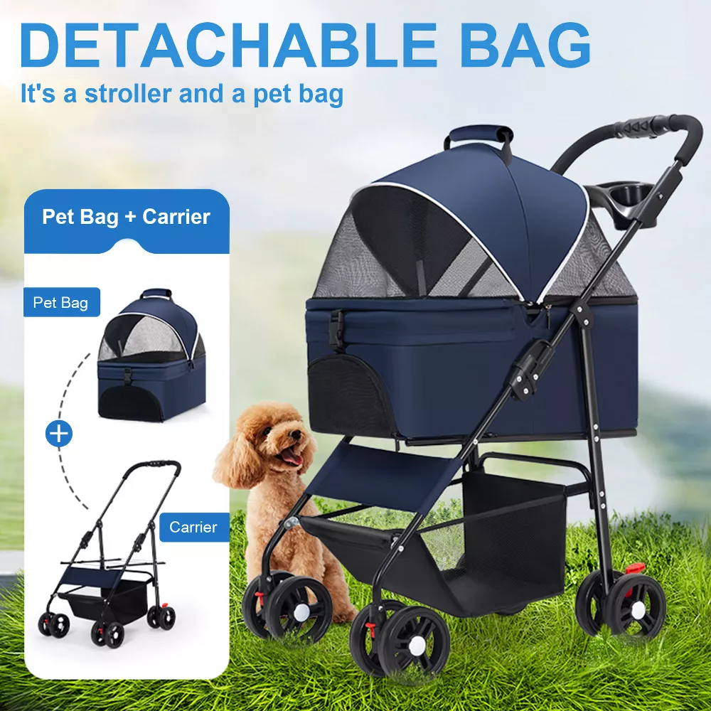 pet stroller carrier and car seat all-in-one SUGIFT 3-In-1 Pet Stroller with Removable Car Seat Carrier Adjustable