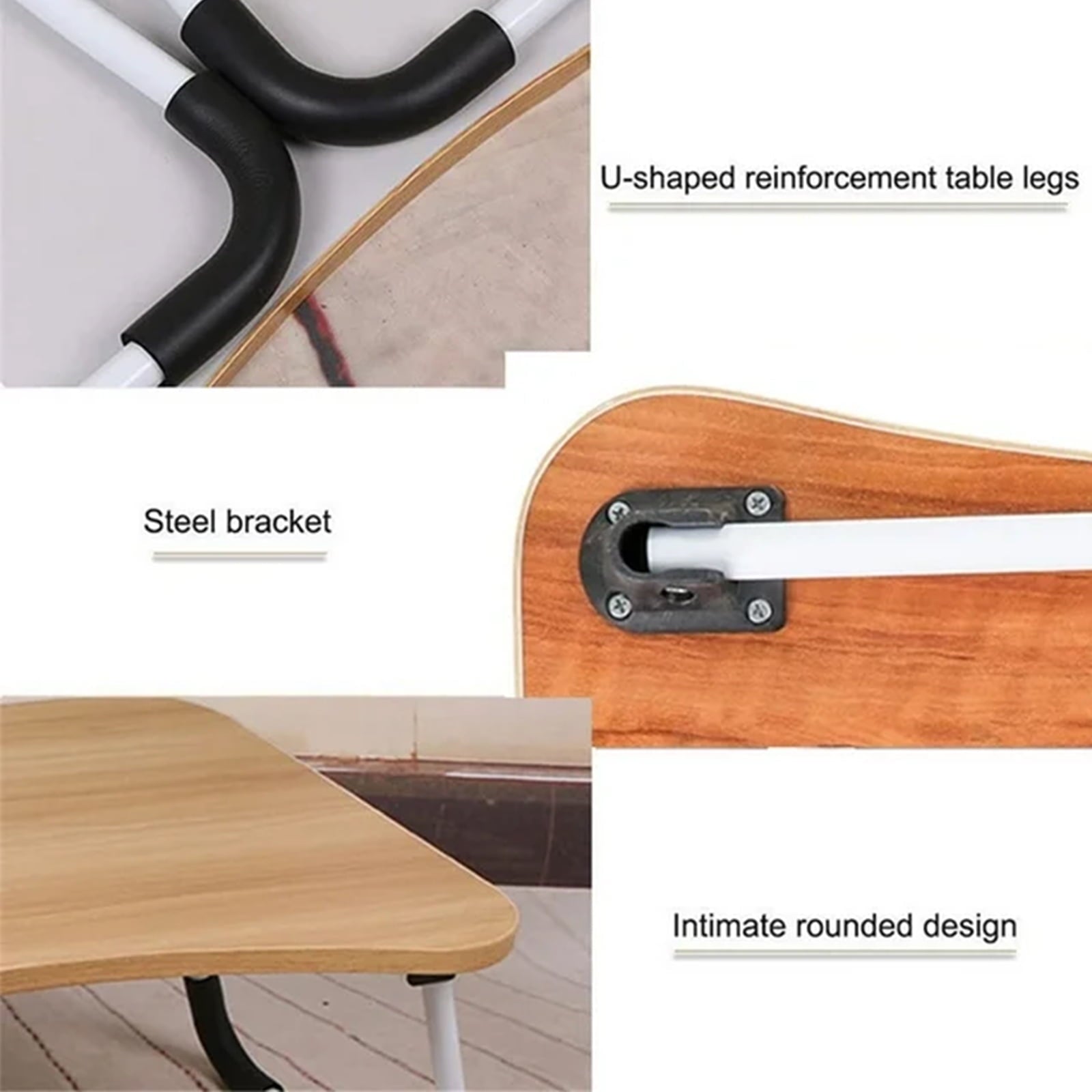 SUGIFT 23.6 Inch Foldable Lap Desk with Slots/Cup Holder/Drawer for Reading Writing Eating Watching, Walnut