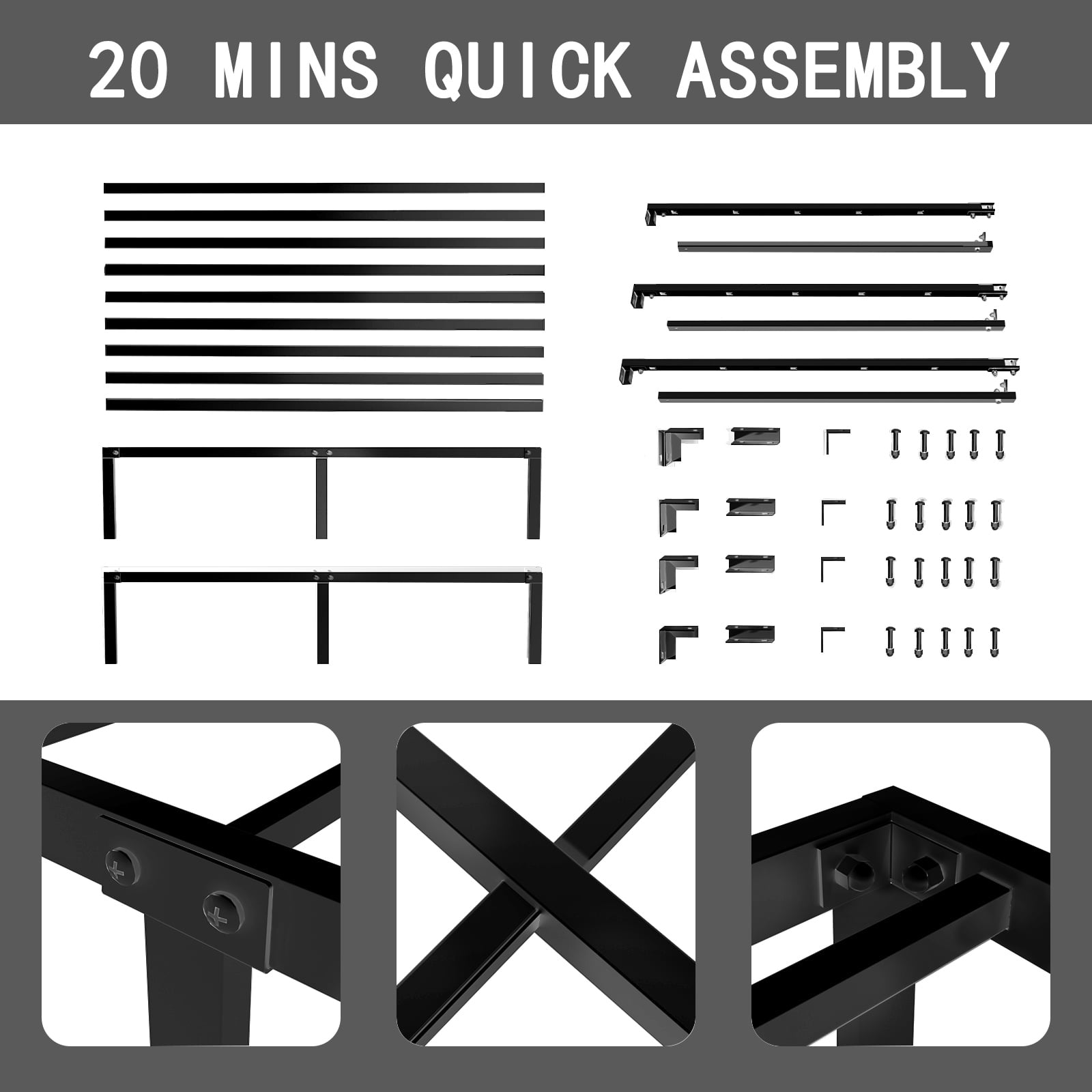 Vebreda Queen Bed Frame 14 inch Platform Bed with Heavy Duty Steel Slat Support for Adult, Black