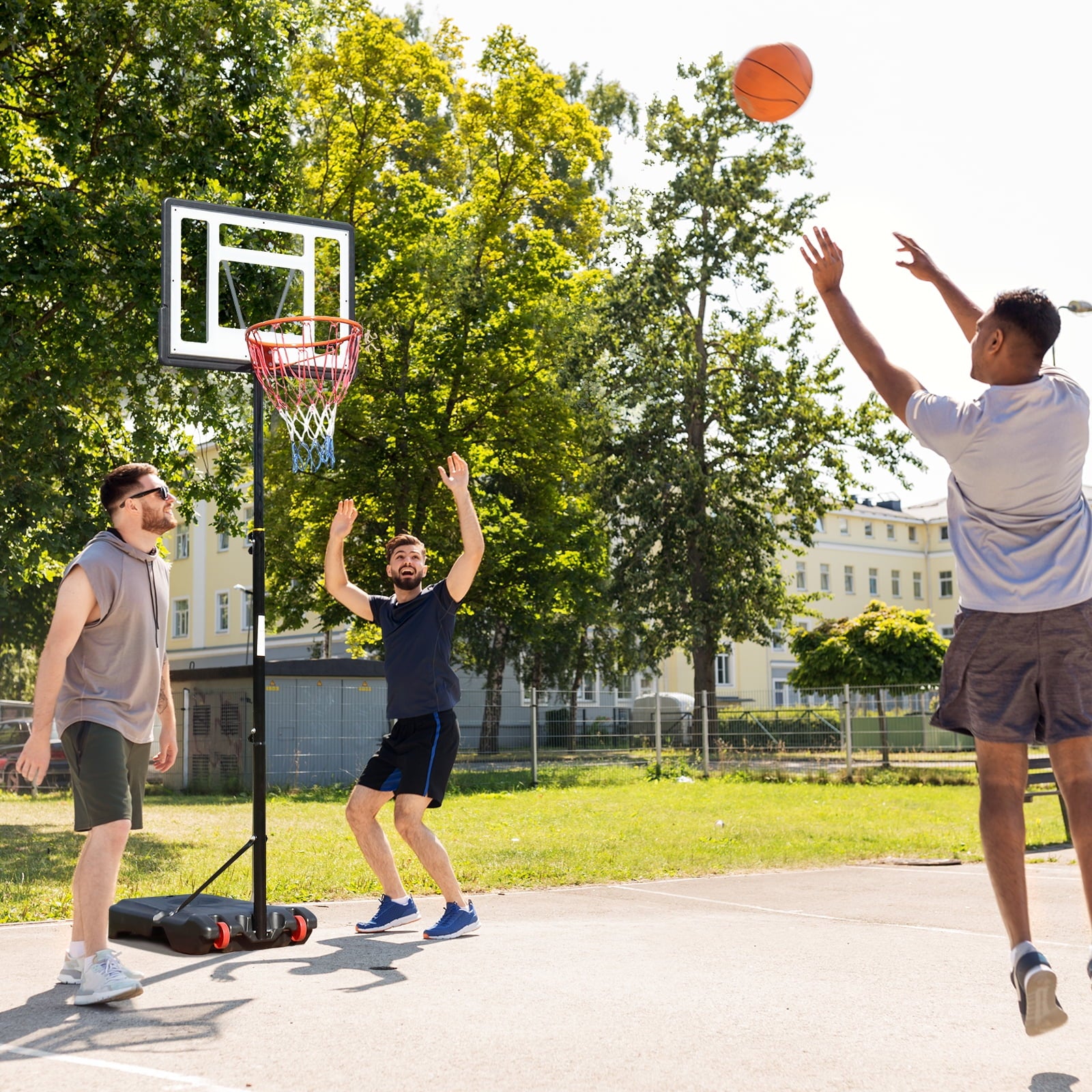 ortable Basketball Hoop Stand, 6.5-8 ft Adjustable Basketball Goal System