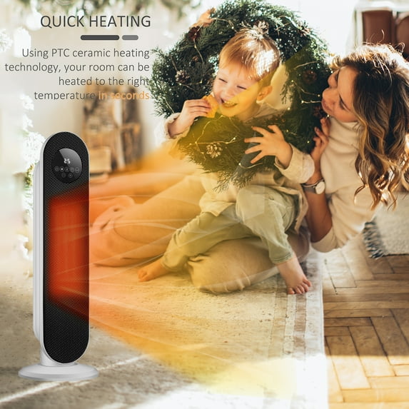 SUGIFT 1500W Electric Oscillating Ceramic Tower Space Heater, White