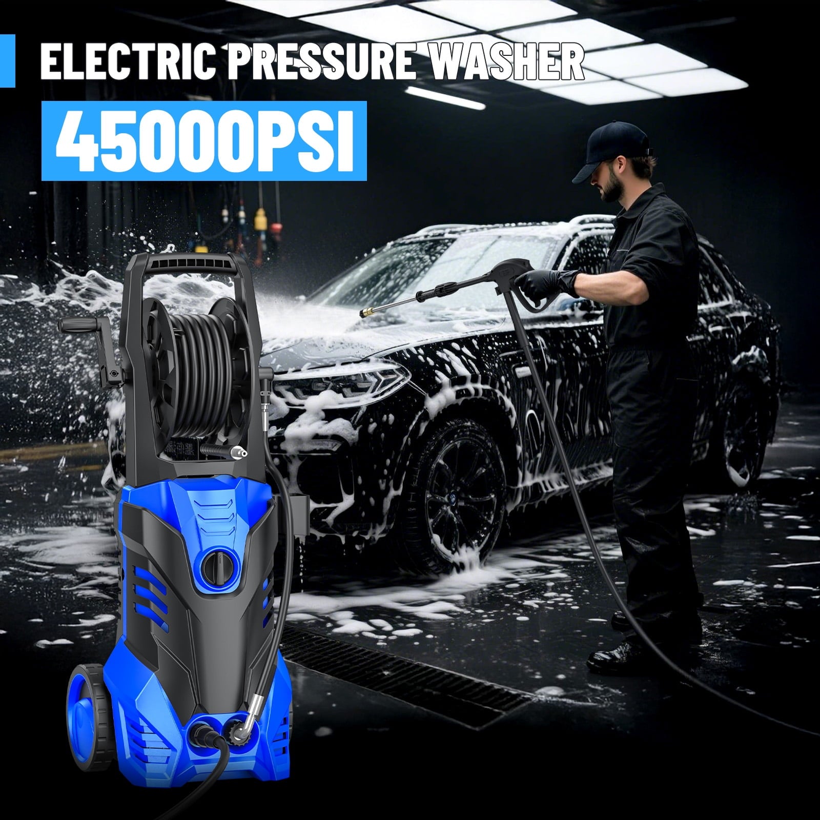 4500PSI Electric High Pressure Washer Machine 3.2 GPM 1800W w/ Deck Patio Cleaner